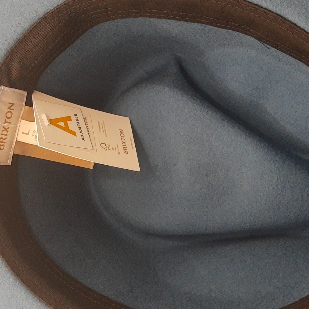 Brixton Leigh Australian WOOL FELT Wide Brim Fedora Hat INDIE TEAL BLUE NEW - Picture 10 of 17